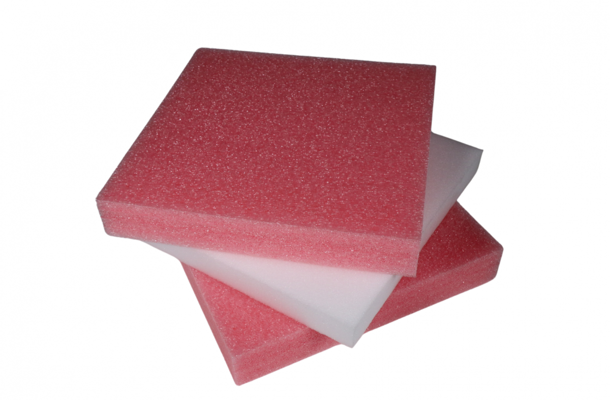 Mousse Ethafoam® - 3 modèles empilés dont deux roses et un blanc