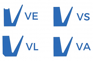 Joint V-Ring - schéma des 4 profils disponibles VE, VL, VS et VA