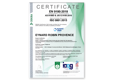 Eynard Robin Provence Certificat EN 9100 et ISO 9001